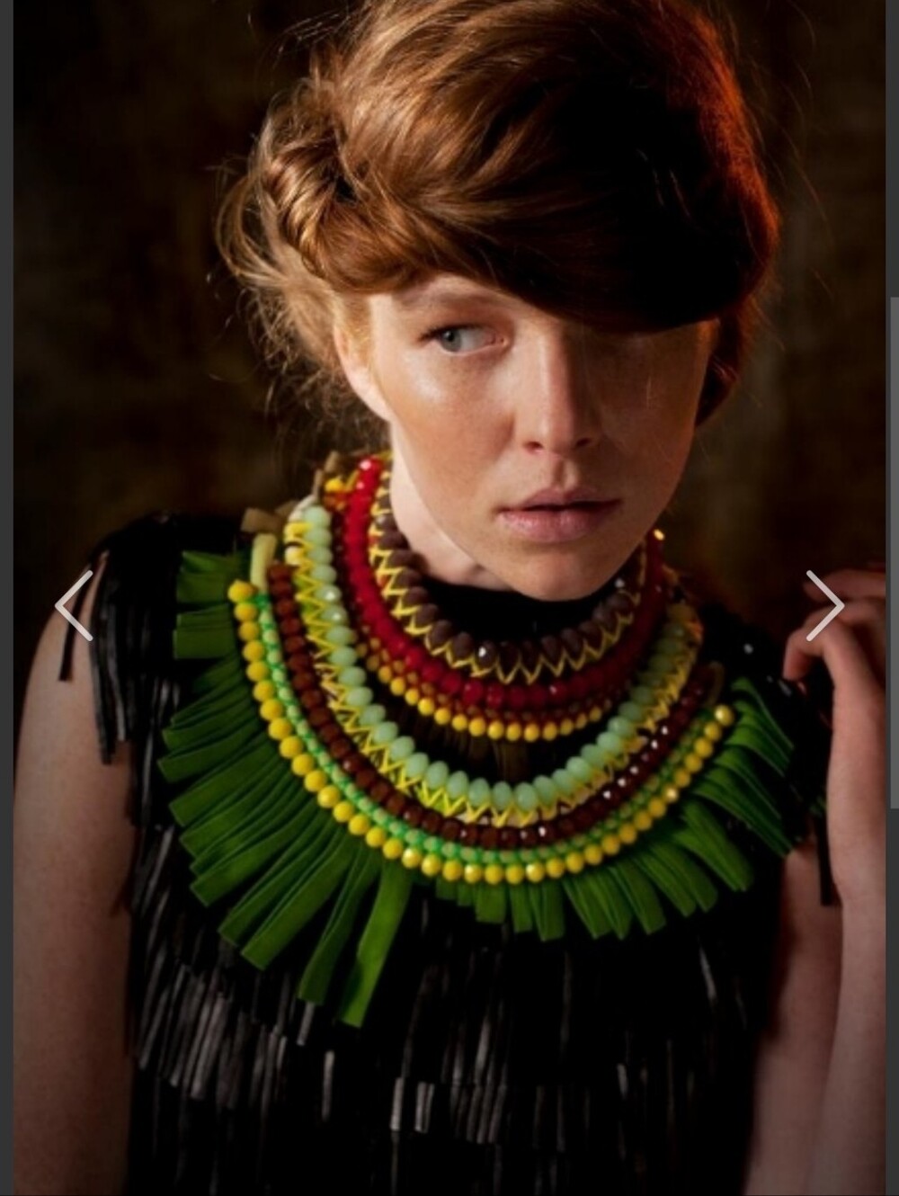 Nadia Dafri Colorful Collar Beaded African Fabric Necklace Carnival Hard To Find